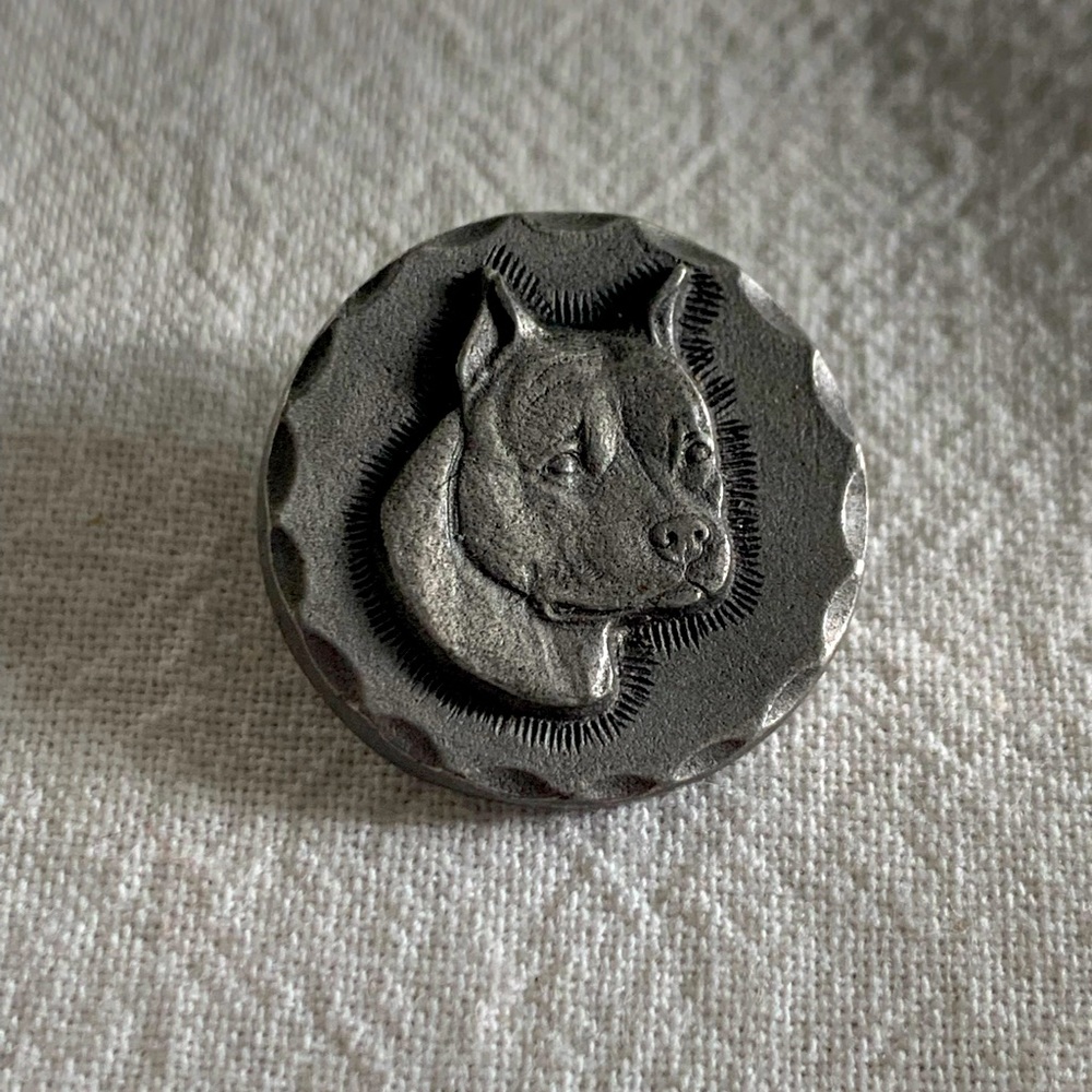 Pewter dog pin “pit bull”